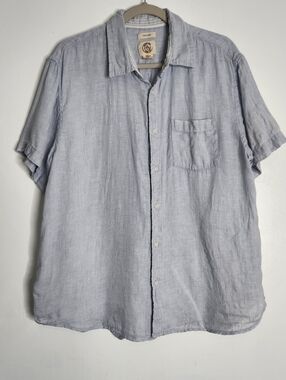 Panama Jack XL Light Blue 100% Linen Short Sleeve Button Up Shirt Mens